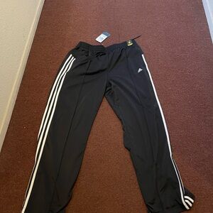 Adidas Black Track Pants with White Stripes